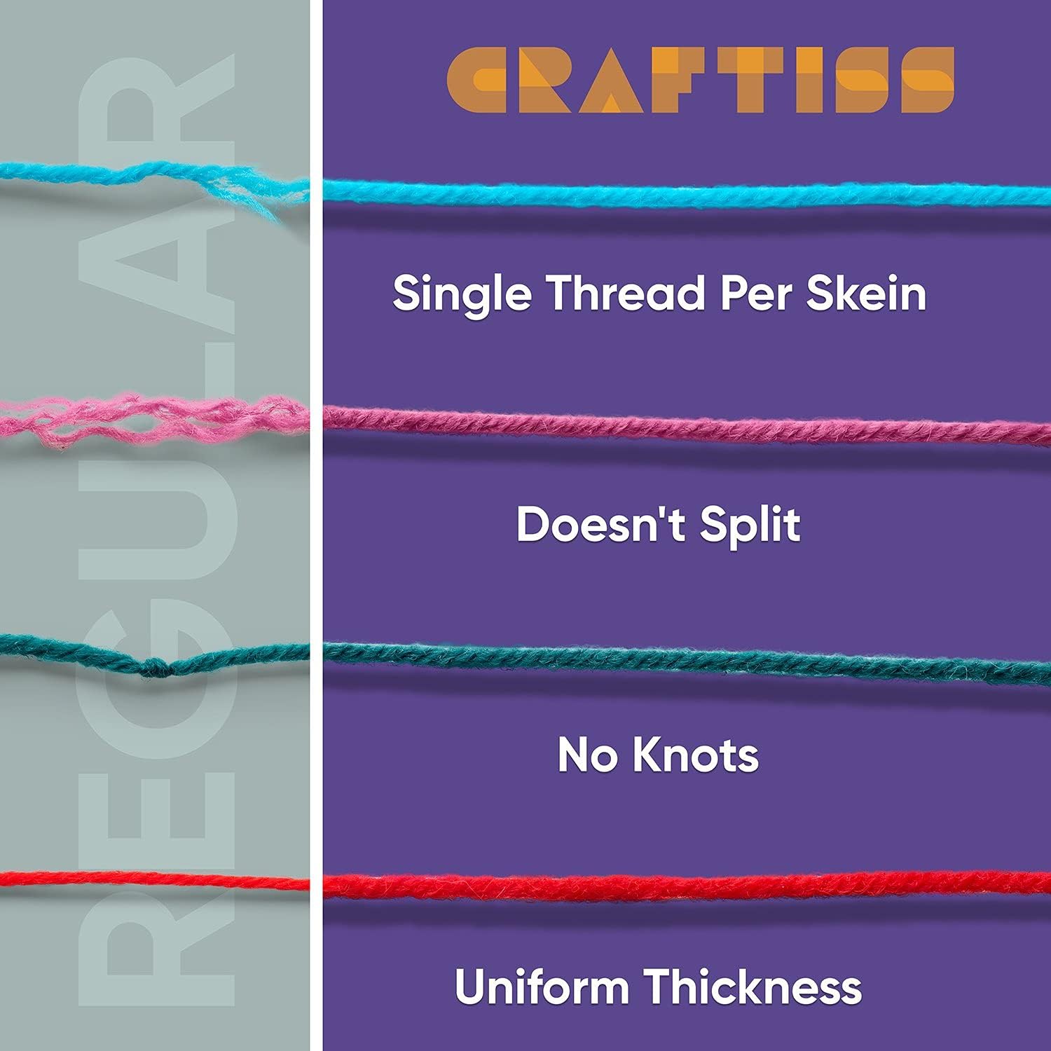 CRAFTISS 30 of 20g/0.7Oz Acrylic Yarn Mini Skeins - 1300 Yards of Soft Yarn for Crocheting and Knitting Craft Project. Assorted Starter Crochet Bulk Kit for Adults and Kids - Mothers Day Gift - Image 3