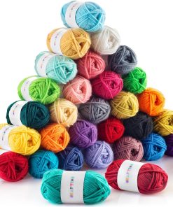 CRAFTISS 30 of 20g/0.7Oz Acrylic Yarn Mini Skeins - 1300 Yards of Soft Yarn for Crocheting and Knitting Craft Project. Assorted Starter Crochet Bulk Kit for Adults and Kids - Mothers Day Gift