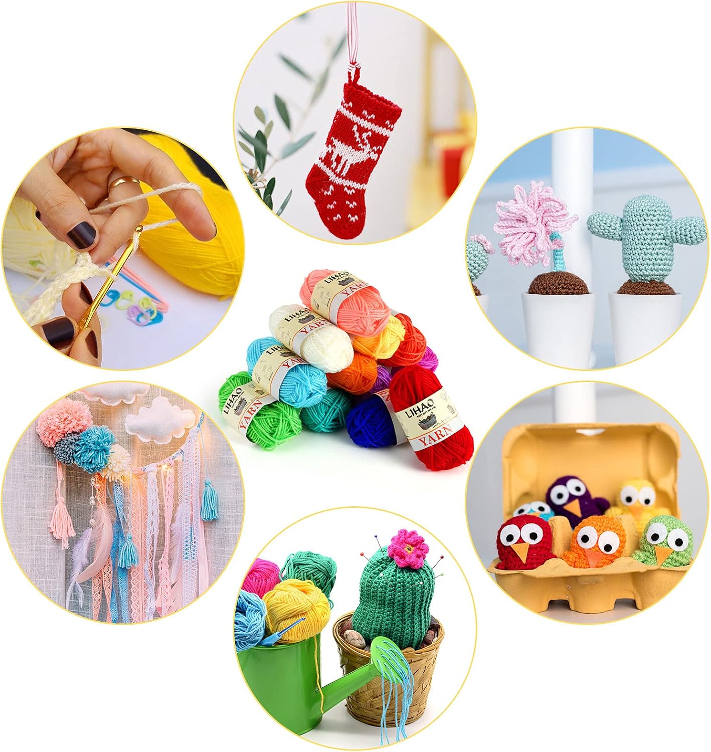 LIHAO 12 Skeins Mini Yarn for Knitting Crochet Craft - 100% Acrylic - Image 3
